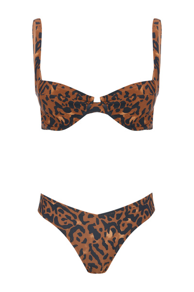 Beach&Beyond Kadın Kahve Leopar Balenli Bikini üstü