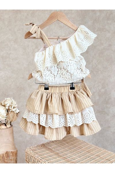 Pinkitokids Beril 2 Piece Skirt-Blouse Girl's Set