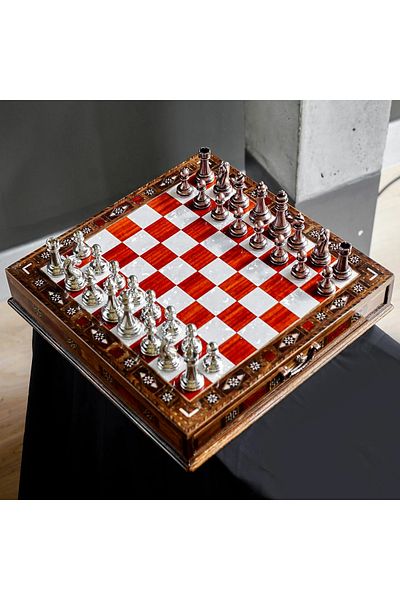 banabirhediye Fully Handmade Chess Set, Bronze Metal, Solid Wood Chess, Gift, Chess Set
