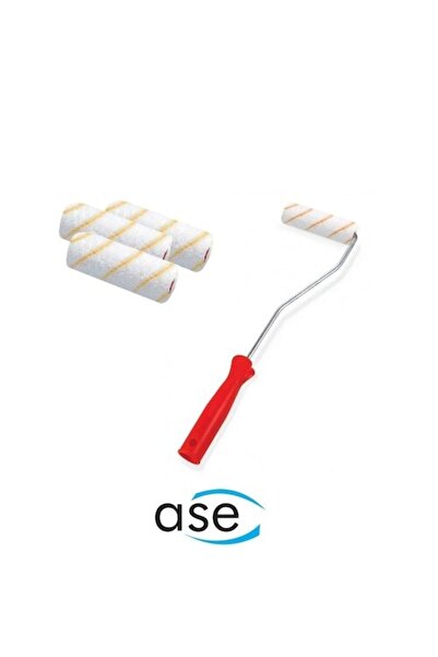 asemu Parmak Boya Rulosu Ve 5 Adet Parmak Rulo Yedek Set 10 Cm Saten Yağlı Boya Rulosu