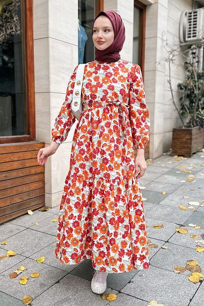 Gizce Oliya Burgundy Dress