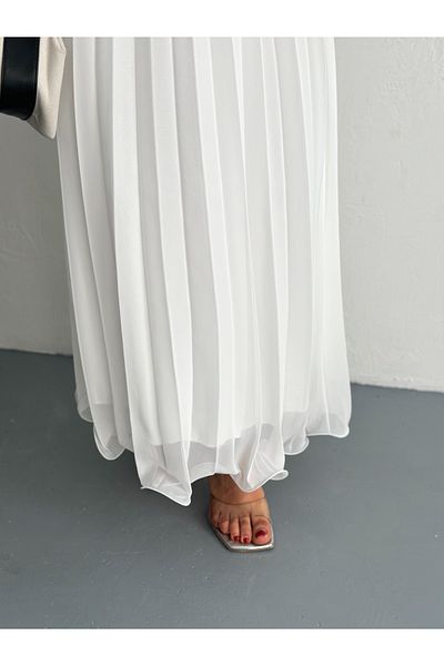 sportiness Elastic Waist Skirt with Pleated Chiffon Skirt