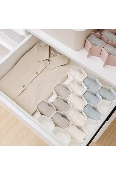 CocoVia Decorative Drawer Divider Organizer 8Pcs Plastic Grid Honeycomb Drawer Separator Organizer