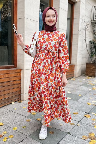 Gizce Oliya Burgundy Dress
