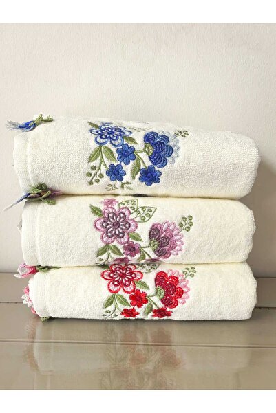 Peacock 3 τεμάχια Κεντημένη Πετσέτα Χεριών με Σκουλαρίκια Προίκα Κεντημένη 50x90