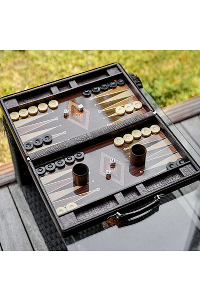 banabirhediye Leather Trap Backgammon Set - Luxury, Large Size, 49X24X6 cm Size Gift