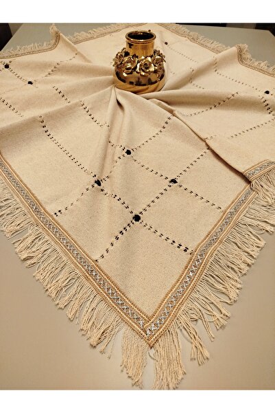 denizli hatırası El İşi Dantelli Otantik Antika işli Buldan Cendere 105x105 cm Masa Örtüsü