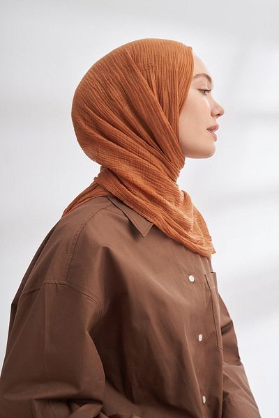 ARMANDA Muslin Checker Pattern Shawl 3350-Camel Hair