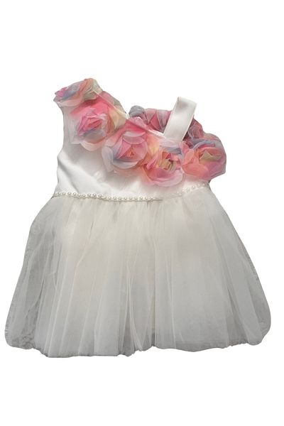 Luludy Kids Floral Shoulder Detailed Baby Girl Dress