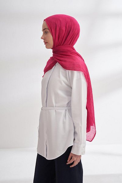 ARMANDA Muslin Checker Pattern Shawl 3350-Fuchsia