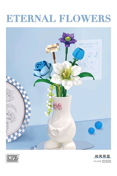 Fillikutum Colorful Flower Bouquet with Creative Blue Arrangement 488 Pieces for Adults