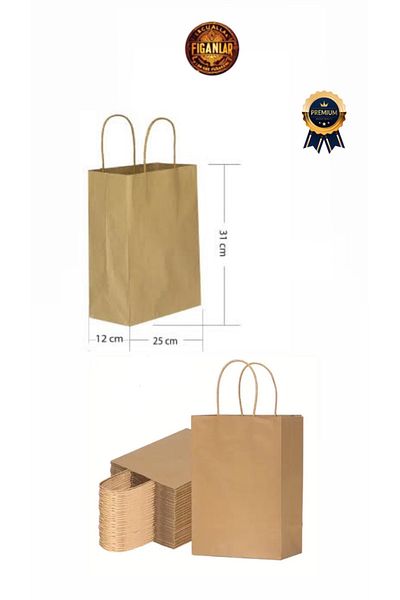 figanlar ambalaj 1. Quality Twist Stubbiness Kraft Bag 25X12X31 Pieces (Paper Bag Cardboard)