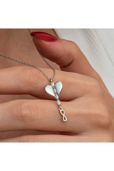 Skygo Silver Heart Infinity Women's Necklace