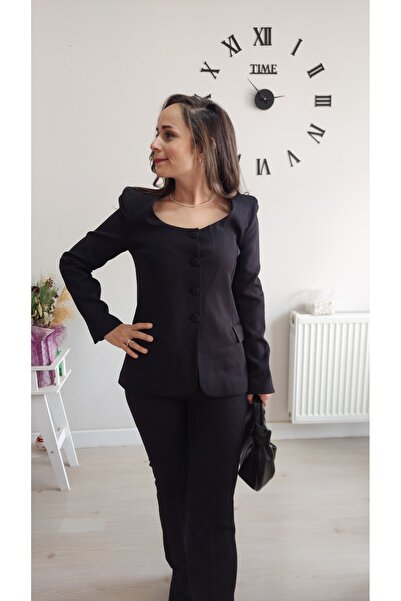 Butik Yuvarlak Yaka Ceket Pantolon Takım