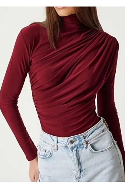 Butik Bluză drapată din țesătură confortabilă pentru femei Merrline