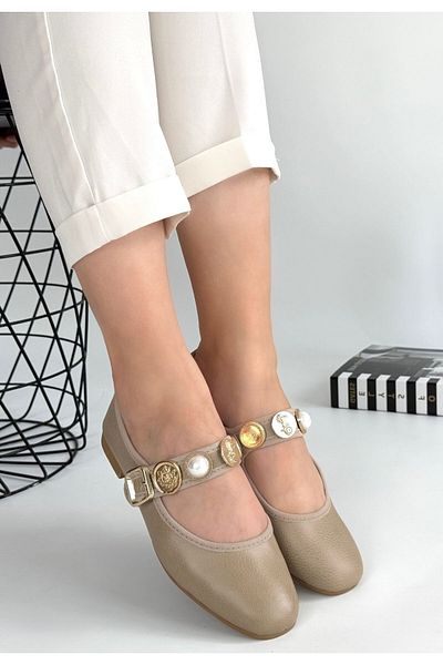 Erbilden Copte Beige Skin Ballerina Shoes