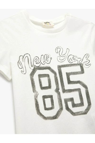 Koton Cotton Printed Short Sleeve Crew Neck T-Shirt