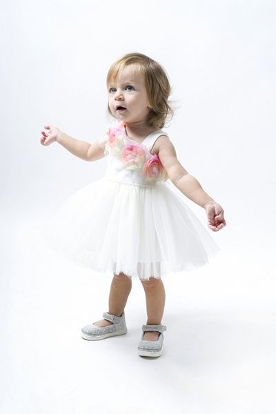 Luludy Kids Floral Shoulder Detailed Baby Girl Dress