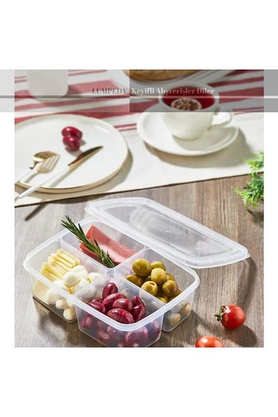 Lumpedy 4 Compartment Kitchen and Refrigerator Organizer Storage Box Container 4X250Ml =1000Ml