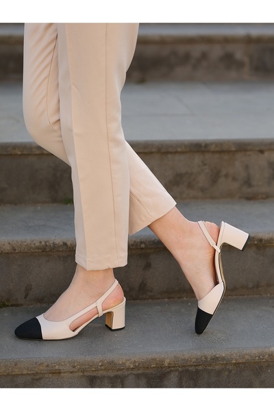 EREN SHOES BAG Erica Open Back Thick Heeled Women's Shoes