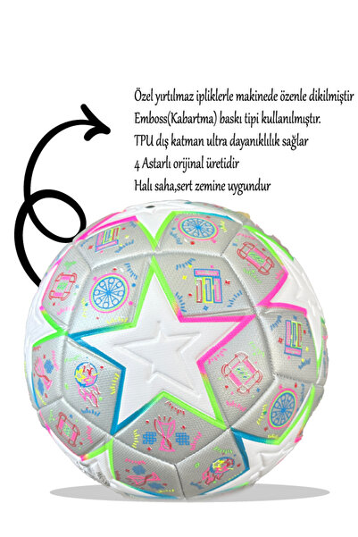 TECHCG Orijinal  4 Astarlı Futbol Topu  Pompalı Sert Zemin Halı Saha 480 Gram...