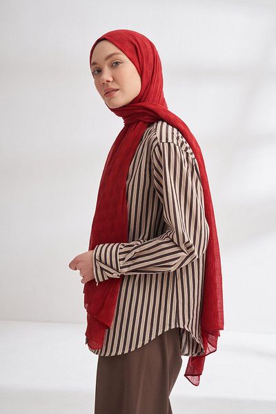 ARMANDA Muslin Checker Pattern Shawl 3350-Red