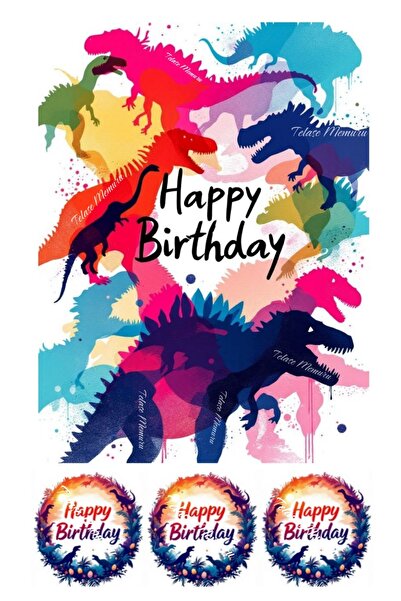 telaşe memuru صورة كعكة على شكل ديناصور وغطاء كعكة - طباعة عيد ميلاد على شكل ...