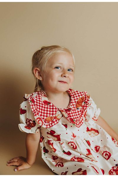 nannie Little Girl's Red Cookie Dress - 2-3 years