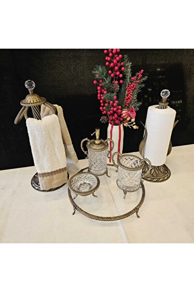 MaviDamla Döküm Ayakli Kulplu Banyo Seti̇ Gold Eski̇dme