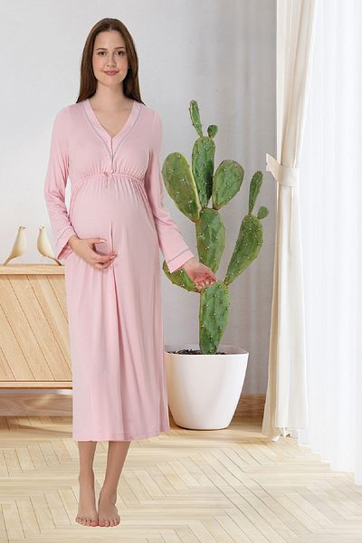 Puerpera Effortt Ribbed Sports Maternity Nightgown Dressing Gown and Pajama Set 4056