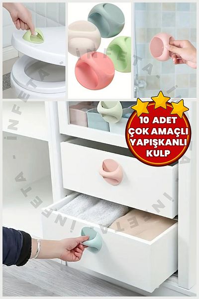İnfeta 10 bucăți mâner adeziv multifuncțional - mâner autoadeziv pentru fereastră ușă sertar
