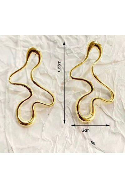 monalisatoka Kadın Geometrik Akan Damla Tasarım Gold Küpe