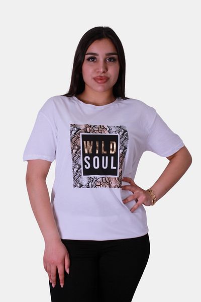 trender Tricou alb pentru femei Wild Soul Print
