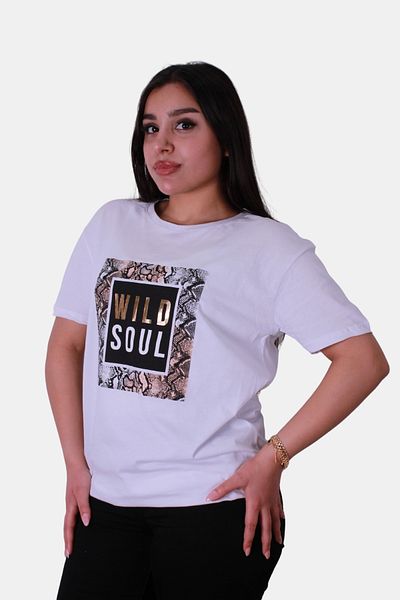 trender Tricou alb pentru femei Wild Soul Print