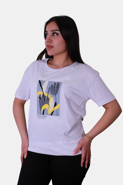 trender Tricou alb pentru damă cu imprimeu floral