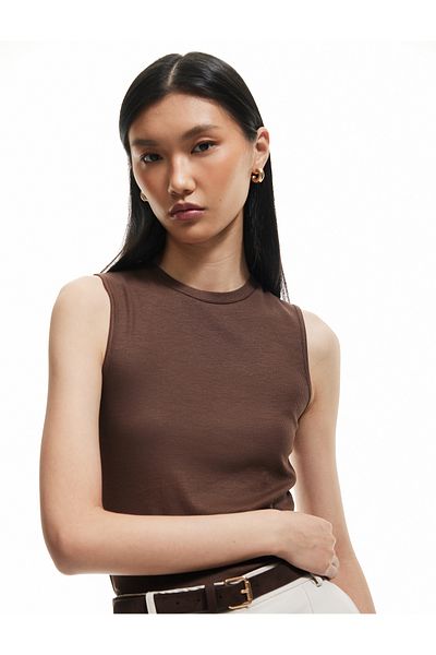 Koton Slim Fit Viscose Fabric Crew Neck Ribbed Sleeveless T-Shirt