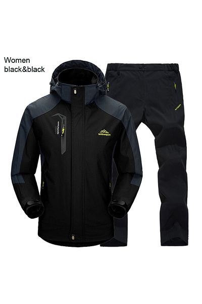 Choice L black black TRVLWEGO Women Jacket Pants Hiking Set Camping Spring Autumn Outdoor Waterproof 20000M