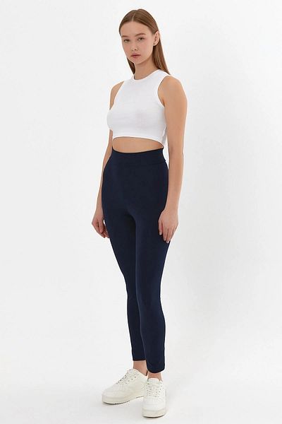 TETYS Leggings de damă bleumarin cu talie înaltă