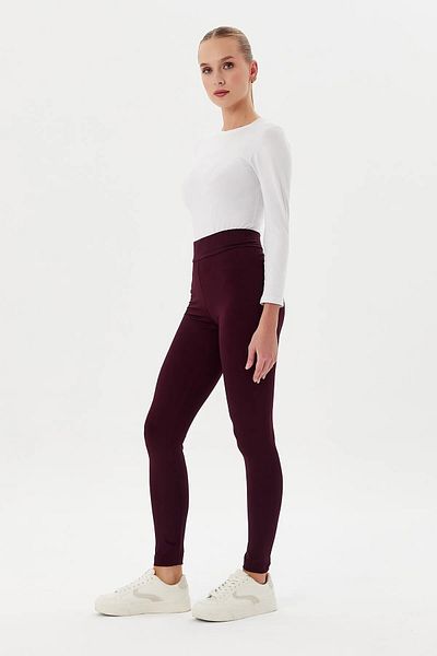 TETYS Leggings pentru femei Plum cu talie înaltă