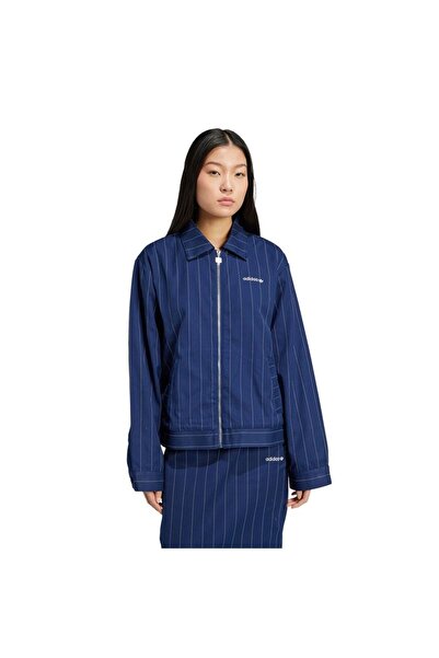adidas Navy Blue Jj3477-K Adidas Pınstrıpe H Jkt Women's Jacket