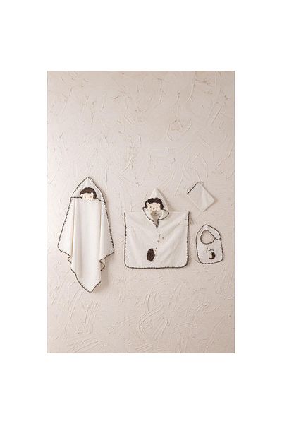 Ecocotton Migala 4-Piece Baby Poncho Set 100% Organic Cotton Hand Embroidered 1-4 Years Old Cream