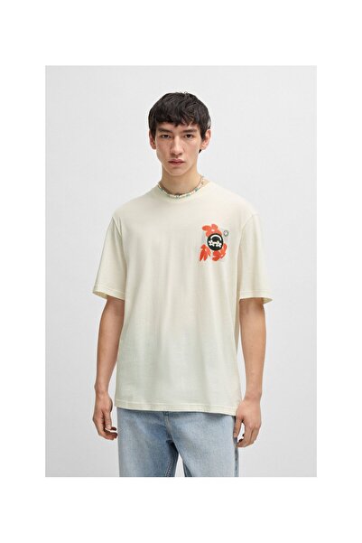 HUGO Logo baskılı pamuklu jarse tişört