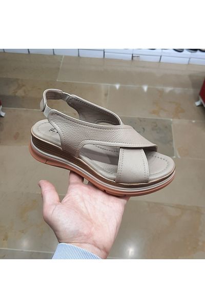ENZO Women's Inner-Outer Genuine Leather Anatomic Sole Platform Filled Heel Open Shoes