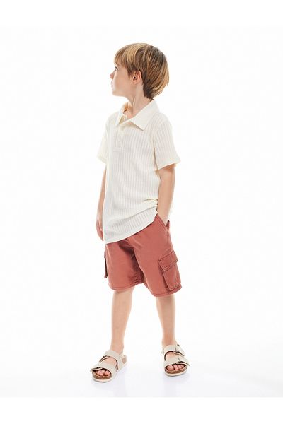 Koton Cotton Tie Waist Cargo Shorts with Pocket Detail