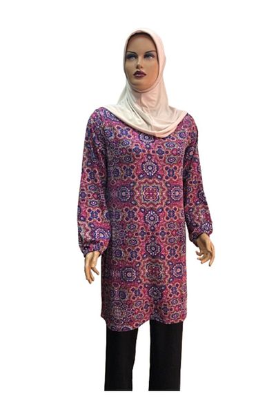 eflin Strong Women Hijab - Pink-Navy Blue Tunic and Burumcuk
