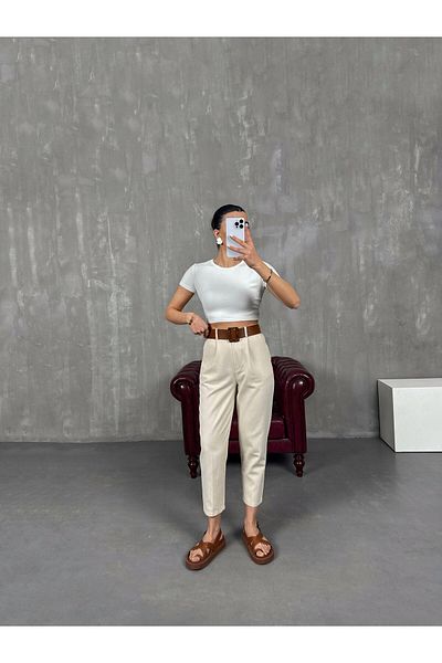 Gaus Stone Belted Carrot Pants Gaus00032