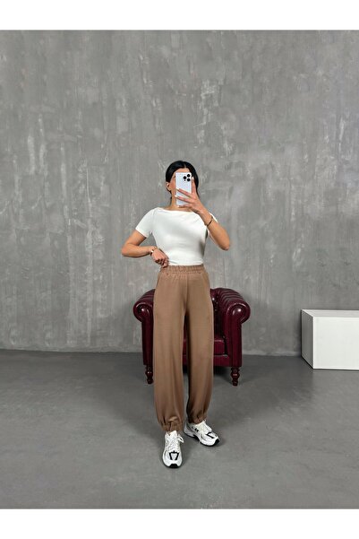 Gaus İsolde Kahve Paça Lastikli Premium Modal Kumaş Pantolon
