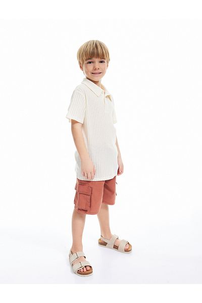 Koton Cotton Tie Waist Cargo Shorts with Pocket Detail