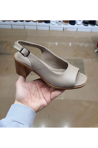 ENZO Women's Inner-Outer Genuine Leather Anatomic Sole Thick Heel Open Shoes