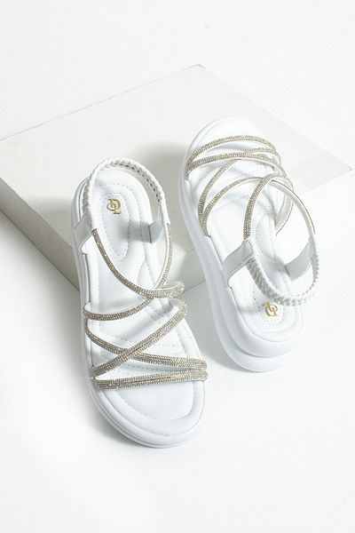 Neva'nın Butiği Feraye High Sole Cross Piping Detailed Women's Sandals